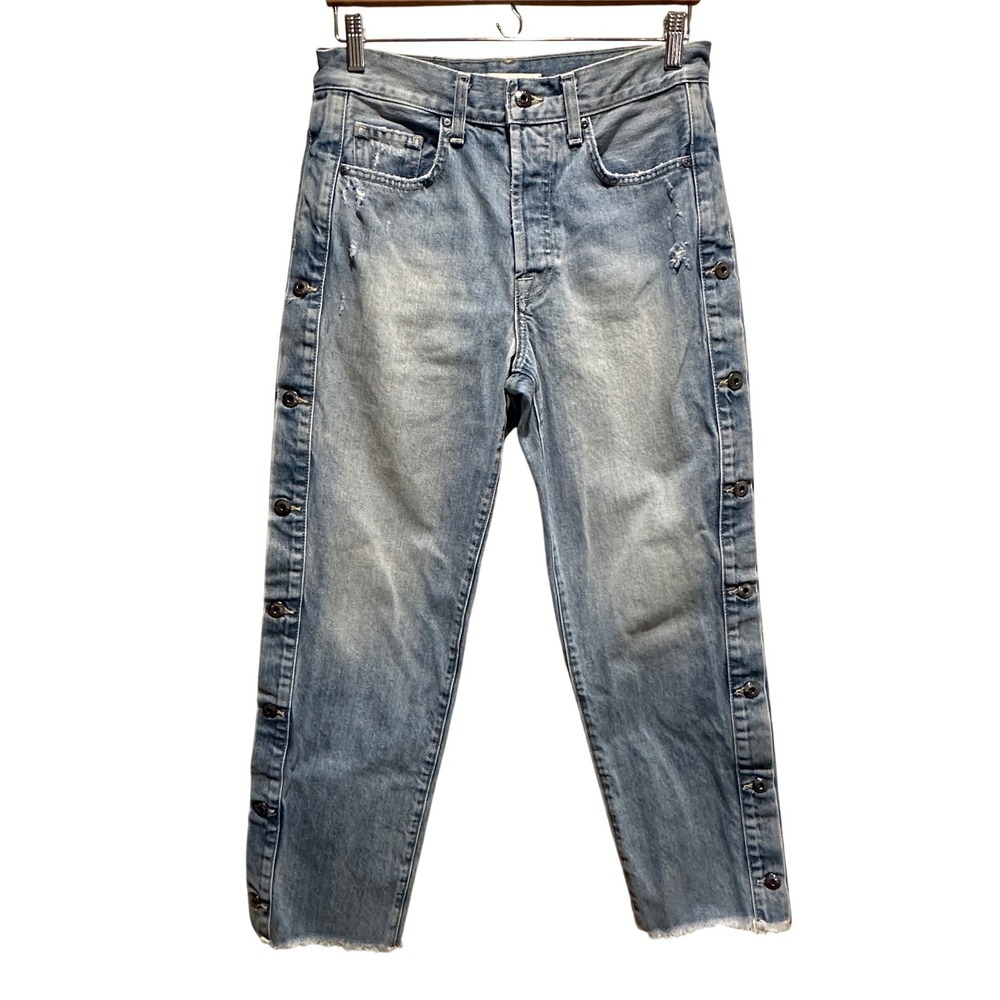 Jonathan Simkhai Button Side Straight Leg Jeans Womens 28 Blue‎ Denim High Rise